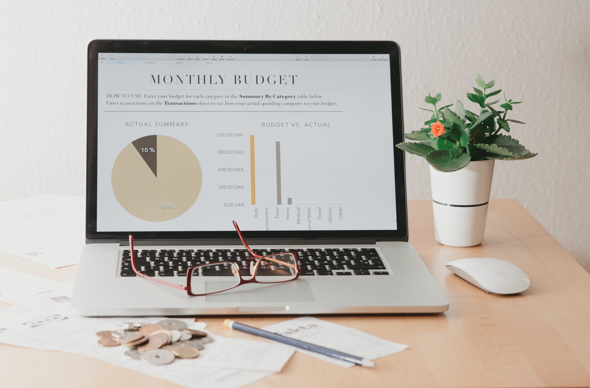 A Laptop On A Desk With A Budget Figure E1615868330543